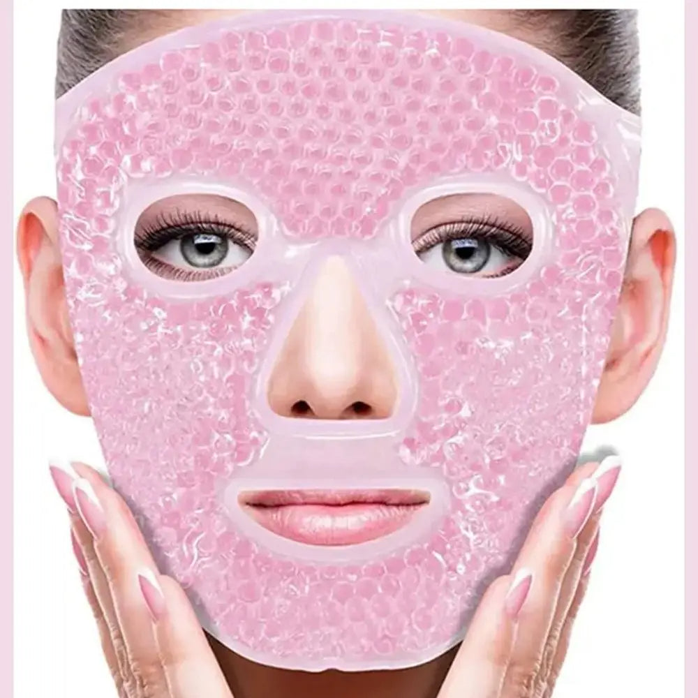 Reusable Full Face Ice Mask – Cooling Compression Therapy for Puffiness, Migraines, Redness Relief & Post-Skincare Recovery