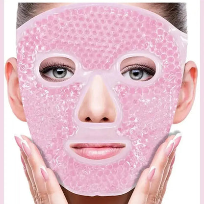 Reusable Full Face Ice Mask – Cooling Compression Therapy for Puffiness, Migraines, Redness Relief & Post-Skincare Recovery