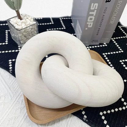 Wood Chain Farmhouse Décor – Natural Boho Knot Sculpture for Coffee Tables, Desks & Mantels – Stylish Rustic Home Ornament Accent