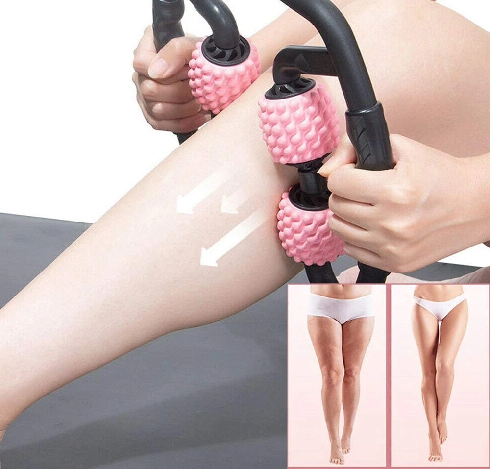 Foam Roller Massager – Manual Dual-Angle 4-Wheel Muscle Roller for Legs and Arms, Relieves Tension, Improves Recovery, and Enhances Blood Circulation Naturally