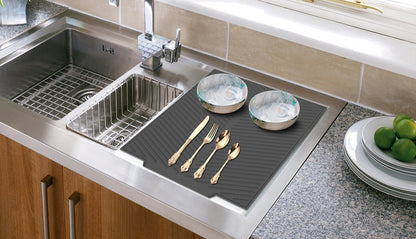 Silicone Dish Drying Mat – Flexible Heat-Resistant Pad 16.9 x 13 Inch, Non-Slip Dishwasher Safe Mat for Counters, Sink Drying, and Multi-Purpose Kitchen Use