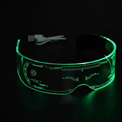 LED Light-Up Visor Glasses – Cool Cyberpunk Glow Eyewear for Festivals, Clubs, Halloween, and Futuristic Party Fun