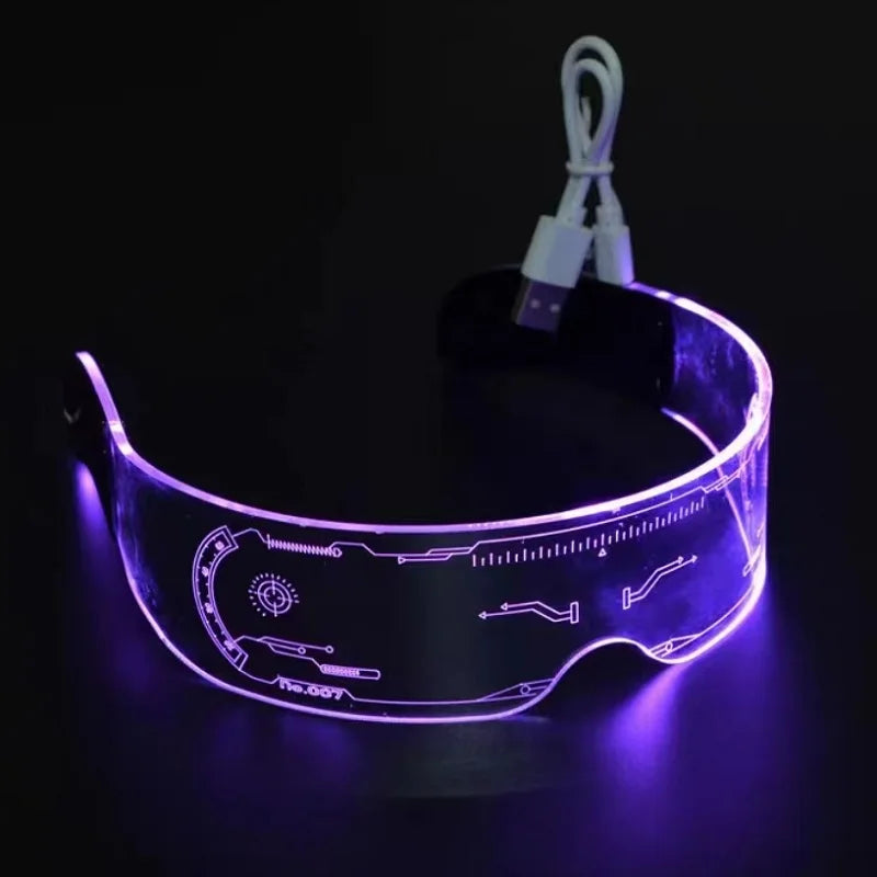LED Light-Up Visor Glasses – Cool Cyberpunk Glow Eyewear for Festivals, Clubs, Halloween, and Futuristic Party Fun