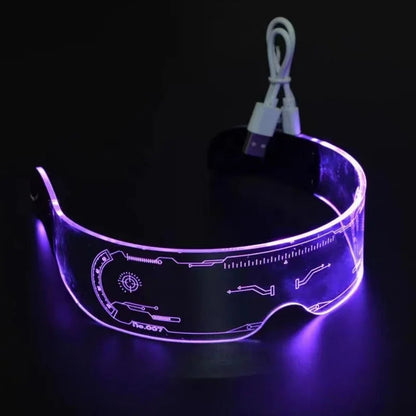 LED Light-Up Visor Glasses – Cool Cyberpunk Glow Eyewear for Festivals, Clubs, Halloween, and Futuristic Party Fun