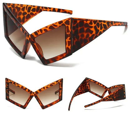 Oversized Cat Eye Sunglasses for Women – Retro Red Gradient UV400 Shades with Wide Legs for Stylish Outdoor Protection