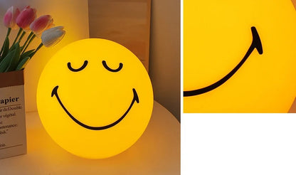 Smiling Sphere Night Light – Dimmable Rechargeable Lamp for Home Mood Lighting and Bedroom Decor