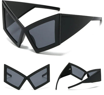 Oversized Cat Eye Sunglasses for Women – Retro Red Gradient UV400 Shades with Wide Legs for Stylish Outdoor Protection