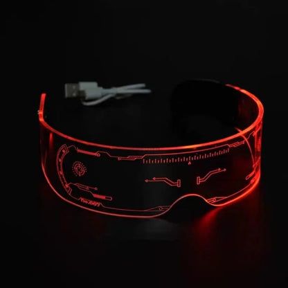 LED Light-Up Visor Glasses – Cool Cyberpunk Glow Eyewear for Festivals, Clubs, Halloween, and Futuristic Party Fun