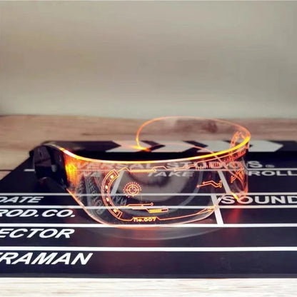 LED Light-Up Visor Glasses – Cool Cyberpunk Glow Eyewear for Festivals, Clubs, Halloween, and Futuristic Party Fun