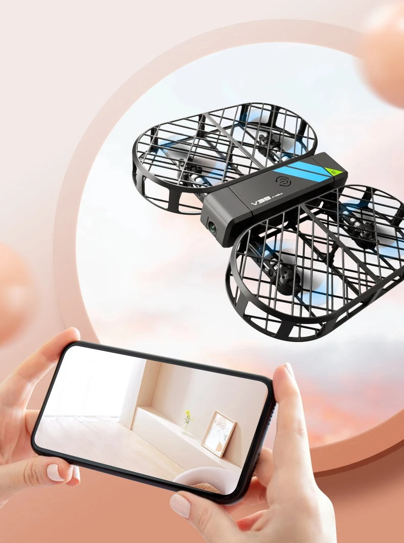 Foldable Remote Control Drone for Kids – Beginner-Friendly Aircraft with Aerial Photography, Safe Flying Toy, and Black Technology Design