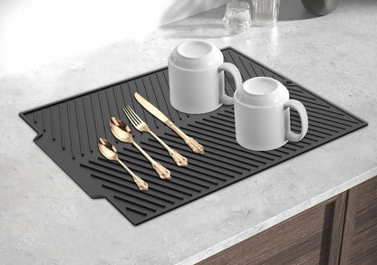 Silicone Dish Drying Mat – Flexible Heat-Resistant Pad 16.9 x 13 Inch, Non-Slip Dishwasher Safe Mat for Counters, Sink Drying, and Multi-Purpose Kitchen Use