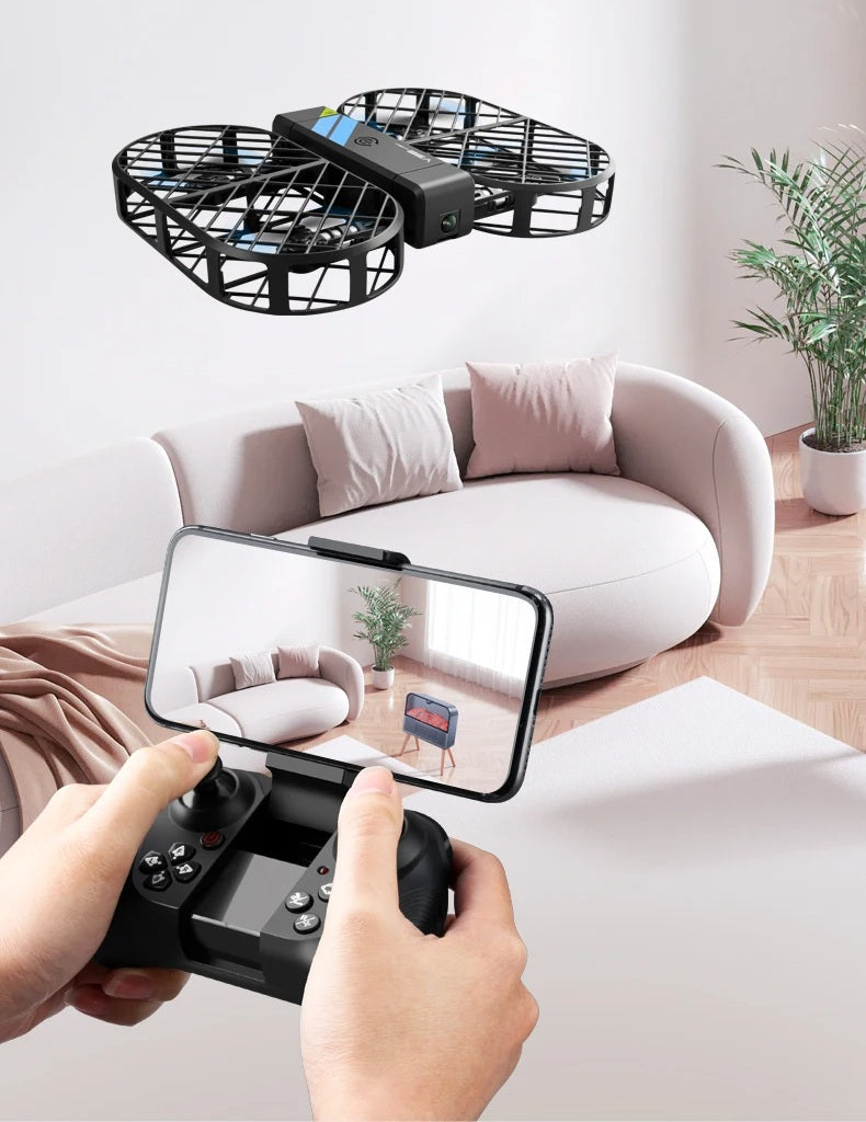 Foldable Remote Control Drone for Kids – Beginner-Friendly Aircraft with Aerial Photography, Safe Flying Toy, and Black Technology Design