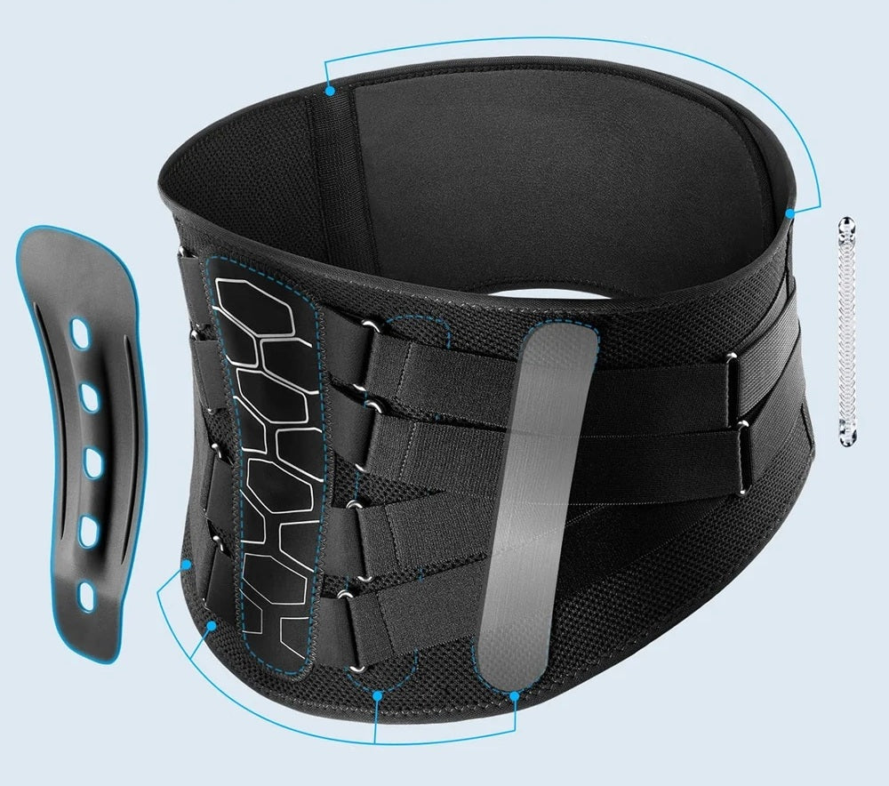 Lumbar Back Support Brace – Ergonomic Spine Design Belt with Adjustable Pull Straps for Men & Women