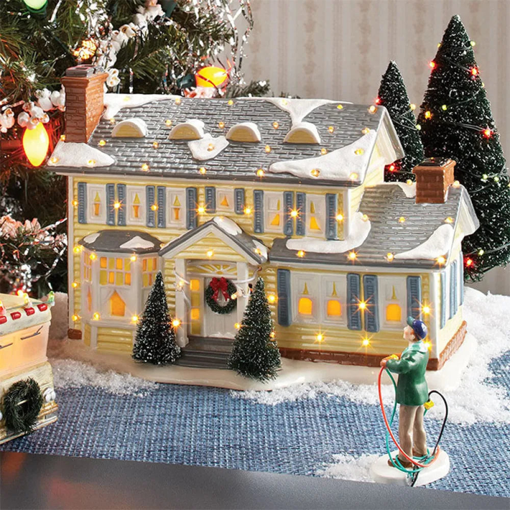 Christmas Popcorn Scene Music Gift Box – Rotating Santa Village Tabletop Decoration with Lights, Holiday Display Ornament for Kids & Home