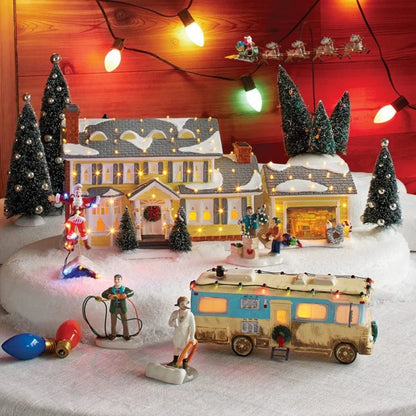 Christmas Popcorn Scene Music Gift Box – Rotating Santa Village Tabletop Decoration with Lights, Holiday Display Ornament for Kids & Home