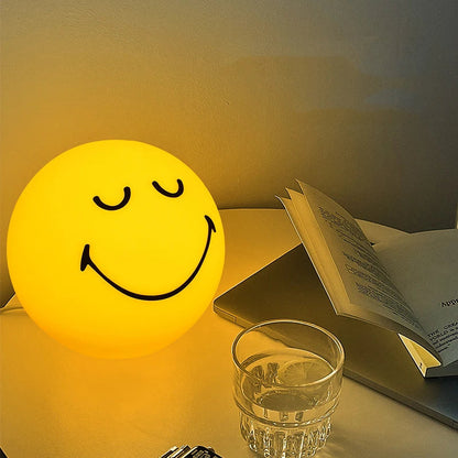 Smiling Sphere Night Light – Dimmable Rechargeable Lamp for Home Mood Lighting and Bedroom Decor