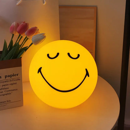 Smiling Sphere Night Light – Dimmable Rechargeable Lamp for Home Mood Lighting and Bedroom Decor