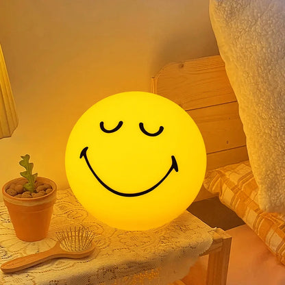 Smiling Sphere Night Light – Dimmable Rechargeable Lamp for Home Mood Lighting and Bedroom Decor