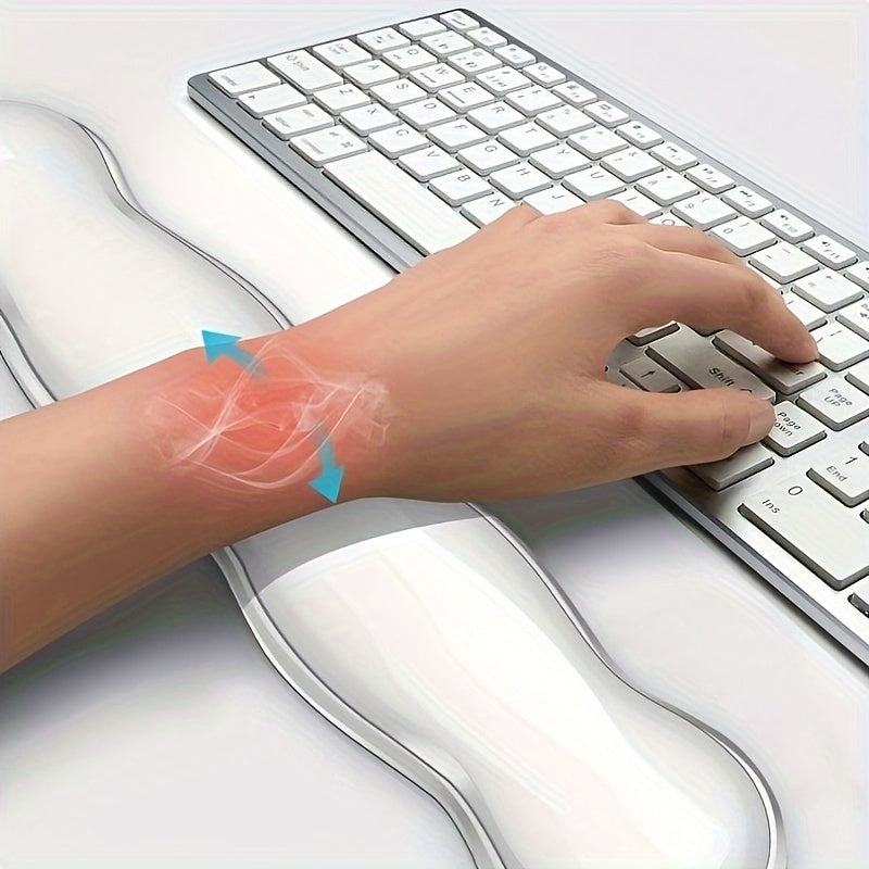 Cool Two-Piece Keyboard Hand Rest Set – Transparent Silicone Wrist Rest Pad for Mechanical Keyboards, Comfortable Ergonomic Mouse Support for Office and Gaming