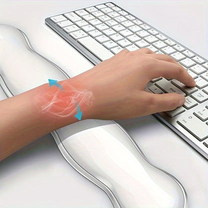 Cool Two-Piece Keyboard Hand Rest Set – Transparent Silicone Wrist Rest Pad for Mechanical Keyboards, Comfortable Ergonomic Mouse Support for Office and Gaming