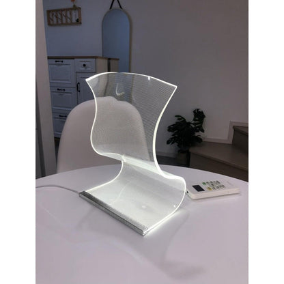 USB-Powered Modern Curved LED Desk Lamp – Futuristic Ambient Lighting with Acrylic Shade, Transparent LED Screen, Perfect for Gaming Rooms, Bedrooms, or Stylish Home Office Desks