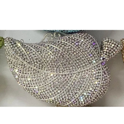 Crystal Tree Leaf Clutch – Women’s Gold, Orange, Green & Blue Diamond Evening Bags for Weddings, Parties & Luxury Fashion