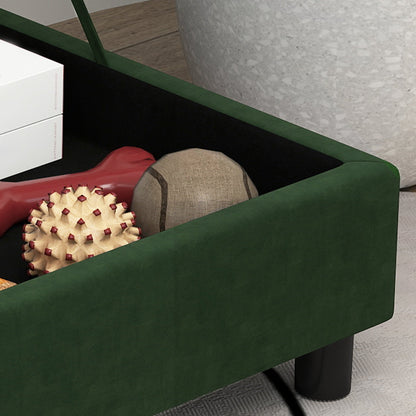 PawHut Luxury Green Polyester Small Dog Sofa Bed with Storage - Comfy Rectangular Pet Couch for Small Breeds, Easy Assembly, Modern Design for Cozy Home Decor