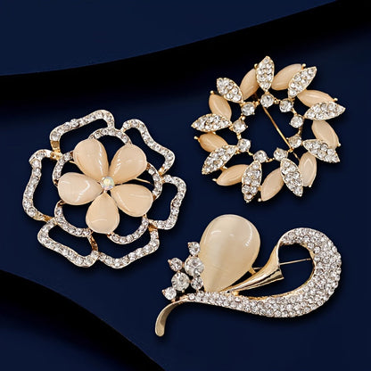 Rhinestone Inlaid Brooch Set – 9pcs. Elegant Luxury Corsage Pins for Women’s Suits, Jackets, Weddings, and Holiday Fashion Accessories