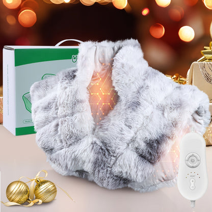 Tie-Dye Heating Pad for Neck & Shoulder – Plush Rabbit Fur Design with 6 Temperature Levels, 4 Timers & Auto Shut-Off