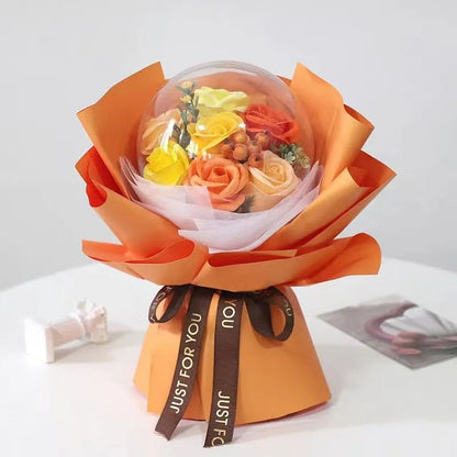 Acrylic Bobo Ball with Artificial Rose -  Flower Bouquet Birthday for Valentine's, Birthday and Teacher's Day Gift
