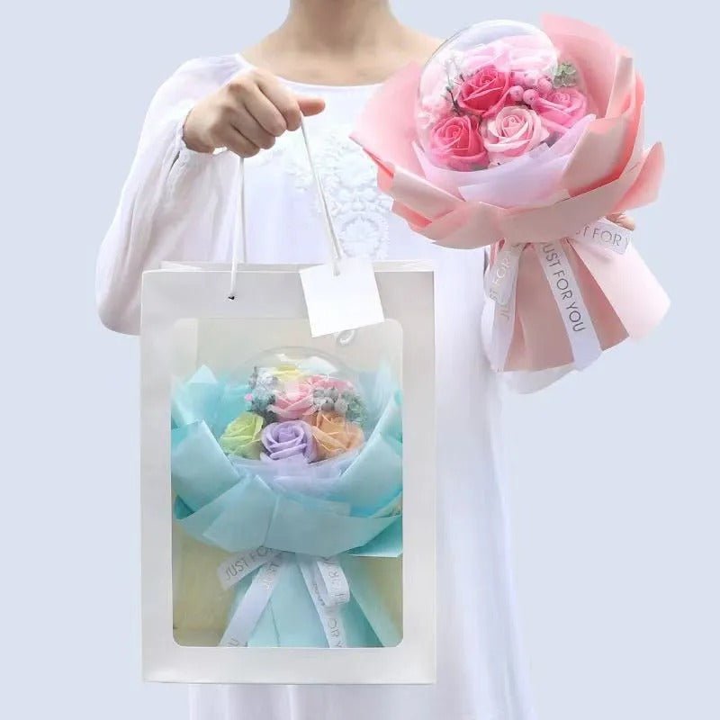 Acrylic Bobo Ball with Artificial Rose -  Flower Bouquet Birthday for Valentine's, Birthday and Teacher's Day Gift
