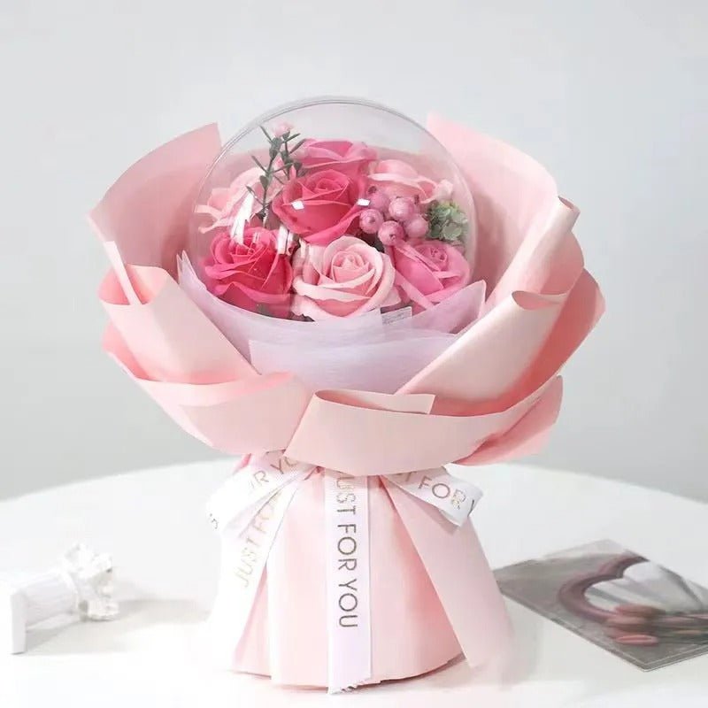 Acrylic Bobo Ball with Artificial Rose -  Flower Bouquet Birthday for Valentine's, Birthday and Teacher's Day Gift