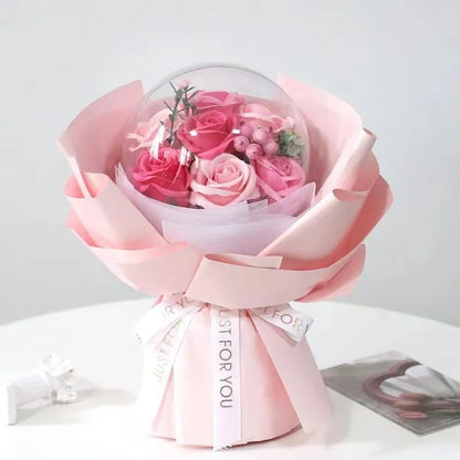 Acrylic Bobo Ball with Artificial Rose -  Flower Bouquet Birthday for Valentine's, Birthday and Teacher's Day Gift