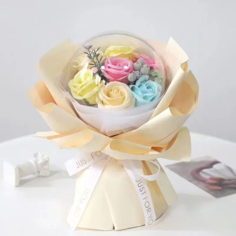 Acrylic Bobo Ball with Artificial Rose -  Flower Bouquet Birthday for Valentine's, Birthday and Teacher's Day Gift