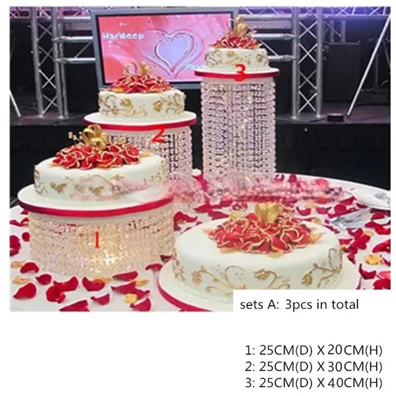Acrylic Crystal Cake Stand Set – Transparent Centerpieces for Weddings, Birthdays, and Party Table Décor (3-9pcs)