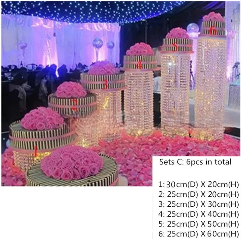 Acrylic Crystal Cake Stand Set – Transparent Centerpieces for Weddings, Birthdays, and Party Table Décor (3-9pcs)
