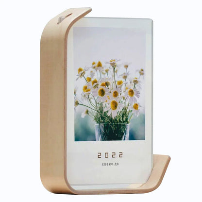 Acrylic Desk Wooden Photo Frame with 3D Dried Flower Plant Specimen -Perfect for Office Decor and Stylish Organization