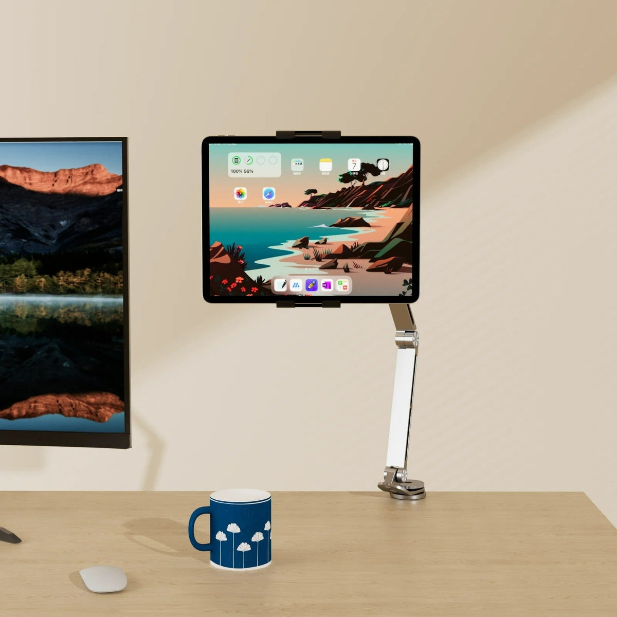 Adjustable Rotating Tablet Stand Holder - Portable Monitor Tablet Holder, Pad and Phone Clip Mount