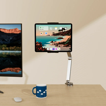 Adjustable Rotating Tablet Stand Holder - Portable Monitor Tablet Holder, Pad and Phone Clip Mount