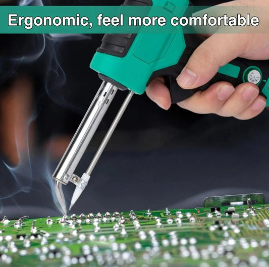 Adjustable Temperature Soldering Iron Kit - One-Hand Operation Automatic Soldering Gun For Electrical Maintenance, Soldering Wires, Circuit Board Repair, DIY