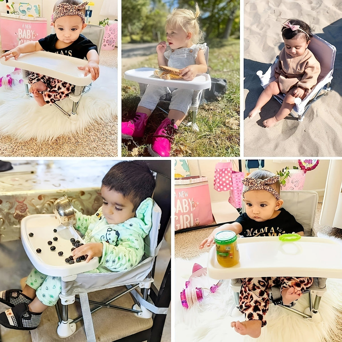 Adventurous Toddler Camping Chair - Foldable Baby Dining Table with Storage Bag, Comfortable Feeding Kids Camping Chair