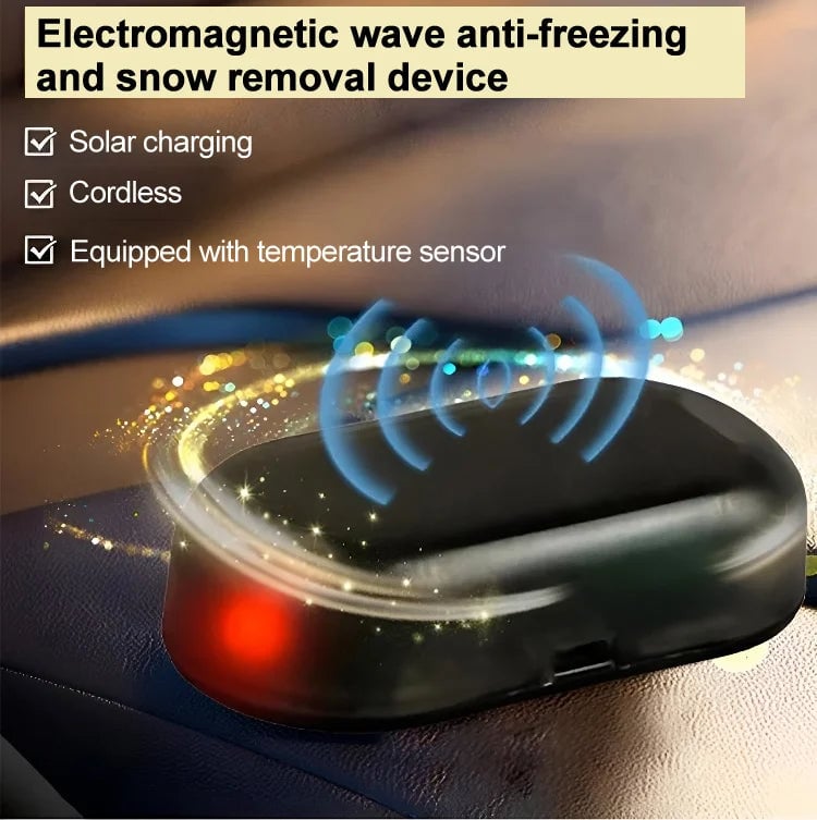 Electromagnetic wave anti freezing and snow removal device