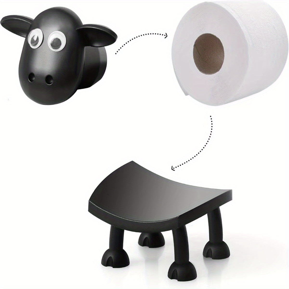 Cute Sheep Shaped Tissue Holder - Self Standing, Durable Plastic, Perfect for Bathroom Use. The Bathroom Tissue Holder Is Perfect for Organizing Tissue Rolls And Adding Cute Decorations