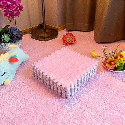 Plush Interlocking Carpet Tiles – 12 Foam Puzzle Mat Squares, 11.8 in, Hand-Washable