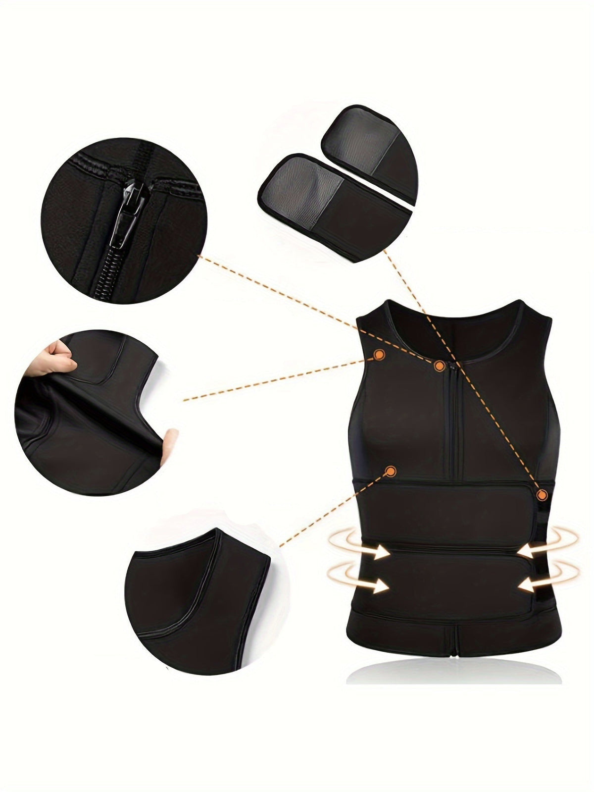 Men’s Slimming Body Shaper Vest – Dual Waist Trimmer with Zipper, Neoprene-Nylon Blend for Fitness & Tummy Control