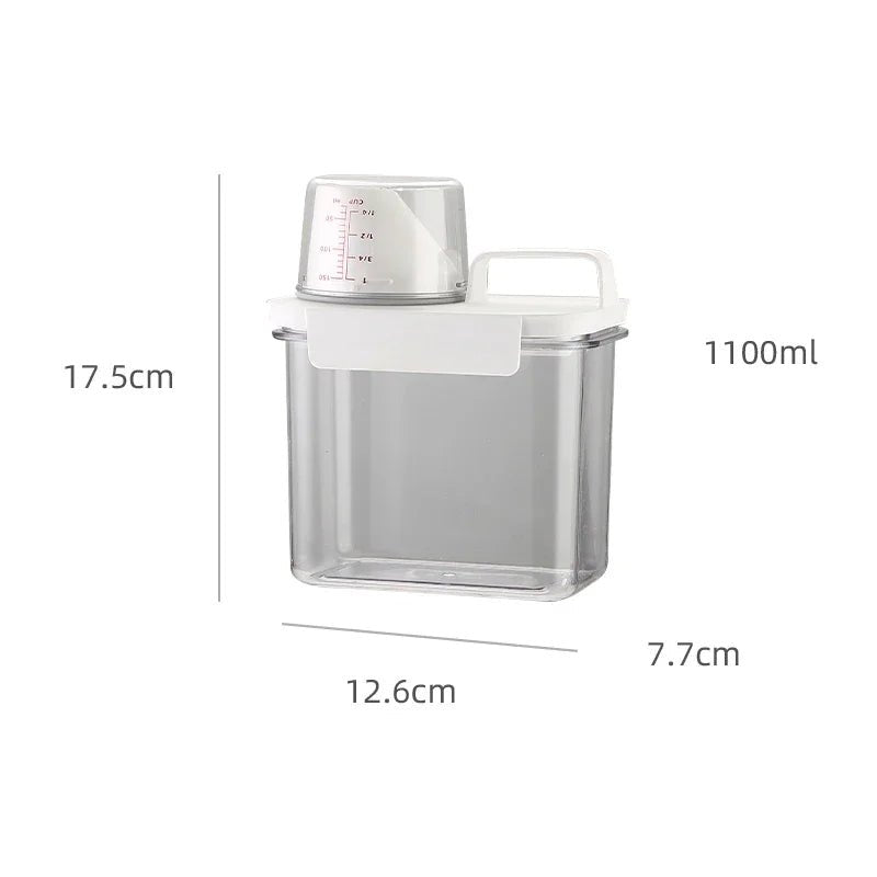 Airtight Laundry Detergent Clear Dispenser – Stylish Container with Measuring Cup for Detergent, Multipurpose Organization Solution