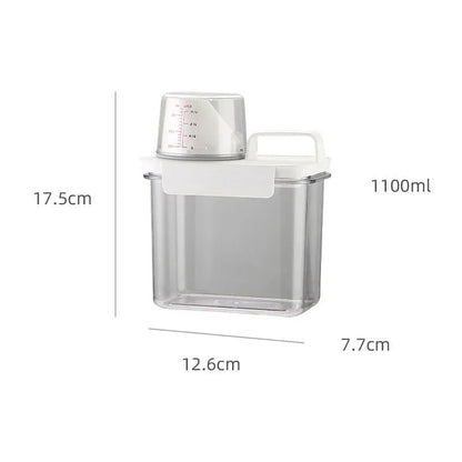 Airtight Laundry Detergent Clear Dispenser – Stylish Container with Measuring Cup for Detergent, Multipurpose Organization Solution
