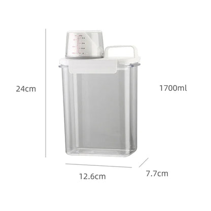 Airtight Laundry Detergent Clear Dispenser – Stylish Container with Measuring Cup for Detergent, Multipurpose Organization Solution