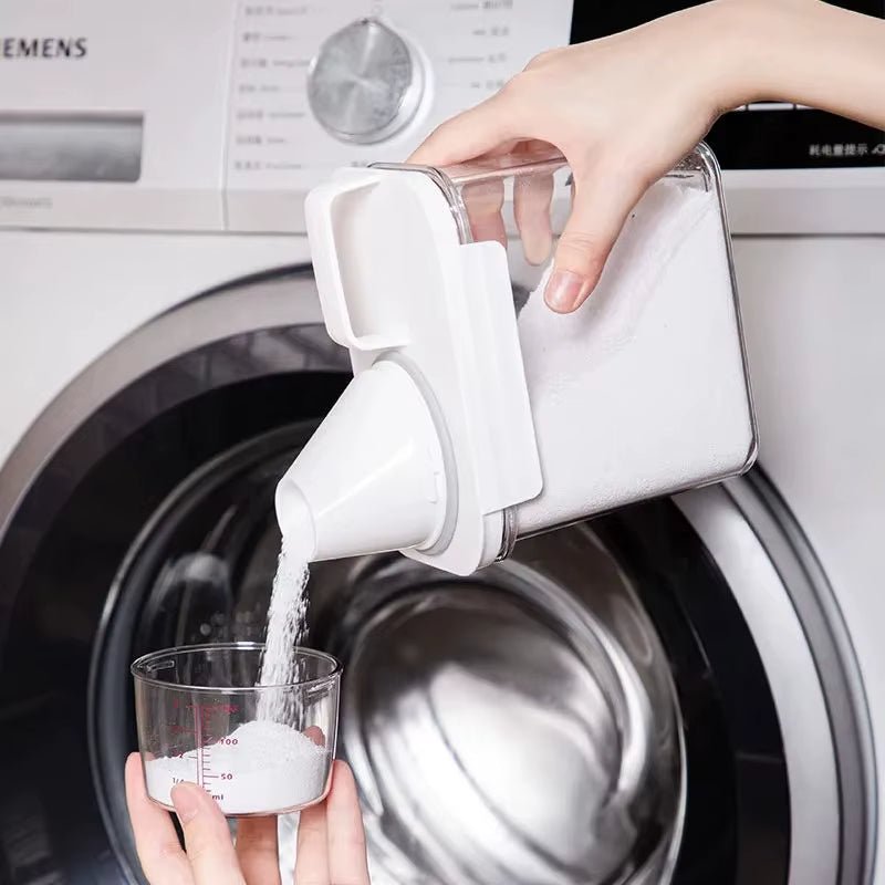 Airtight Laundry Detergent Clear Dispenser – Stylish Container with Measuring Cup for Detergent, Multipurpose Organization Solution