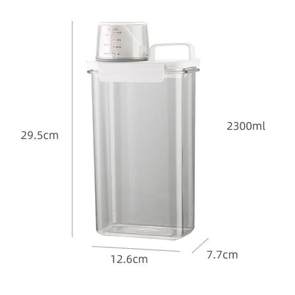 Airtight Laundry Detergent Clear Dispenser – Stylish Container with Measuring Cup for Detergent, Multipurpose Organization Solution